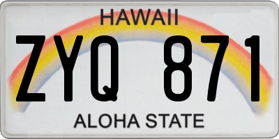 HI license plate ZYQ871