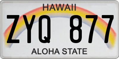HI license plate ZYQ877