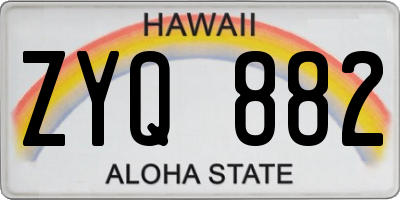 HI license plate ZYQ882
