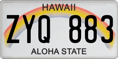 HI license plate ZYQ883