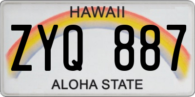 HI license plate ZYQ887