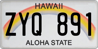 HI license plate ZYQ891