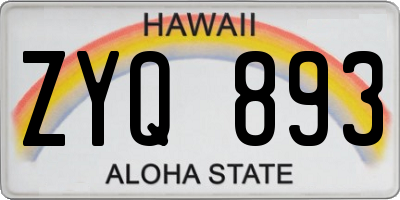 HI license plate ZYQ893