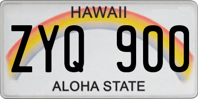 HI license plate ZYQ900