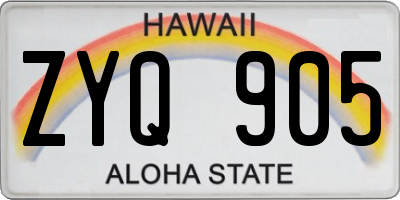 HI license plate ZYQ905