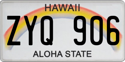 HI license plate ZYQ906