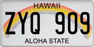 HI license plate ZYQ909