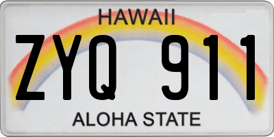 HI license plate ZYQ911