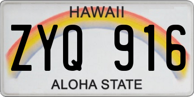 HI license plate ZYQ916