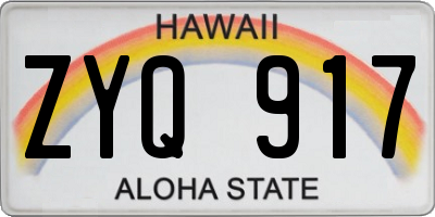 HI license plate ZYQ917