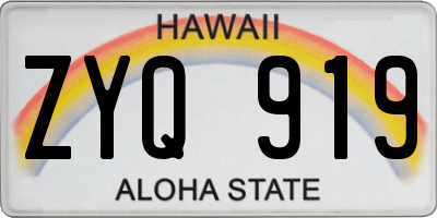 HI license plate ZYQ919