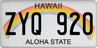 HI license plate ZYQ920
