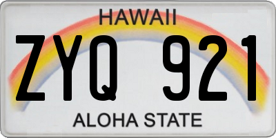 HI license plate ZYQ921