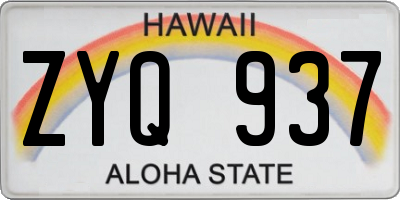 HI license plate ZYQ937