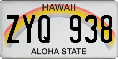 HI license plate ZYQ938