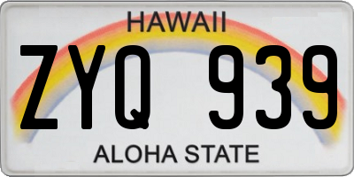 HI license plate ZYQ939