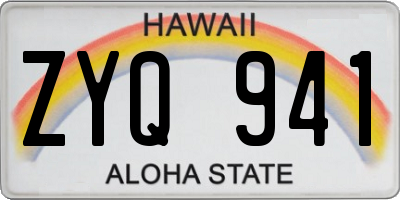 HI license plate ZYQ941