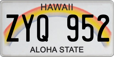 HI license plate ZYQ952