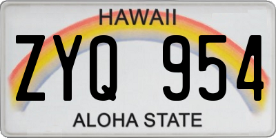 HI license plate ZYQ954