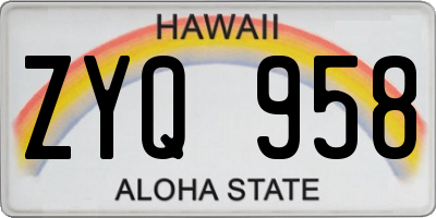 HI license plate ZYQ958