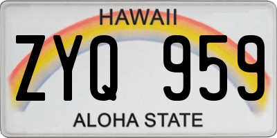 HI license plate ZYQ959
