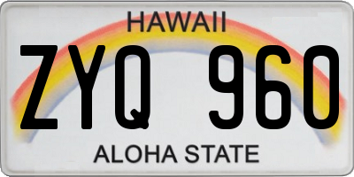 HI license plate ZYQ960