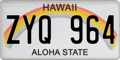 HI license plate ZYQ964