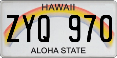 HI license plate ZYQ970