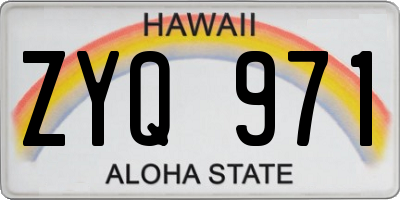 HI license plate ZYQ971
