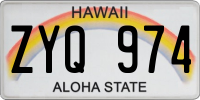 HI license plate ZYQ974