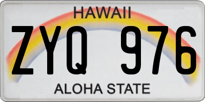 HI license plate ZYQ976