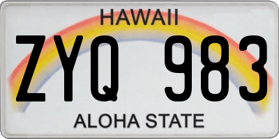 HI license plate ZYQ983