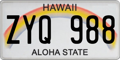 HI license plate ZYQ988