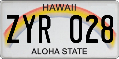 HI license plate ZYR028
