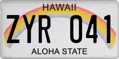 HI license plate ZYR041