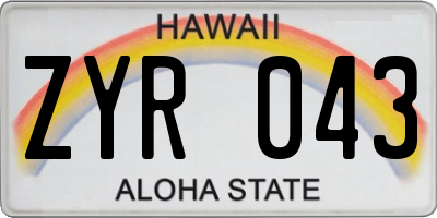 HI license plate ZYR043