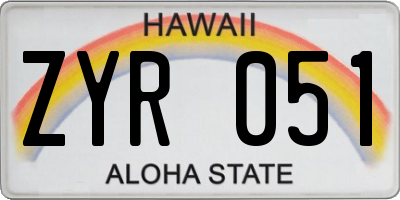 HI license plate ZYR051