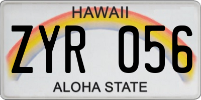 HI license plate ZYR056
