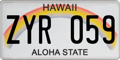 HI license plate ZYR059