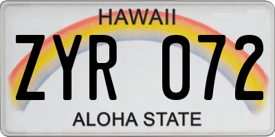 HI license plate ZYR072