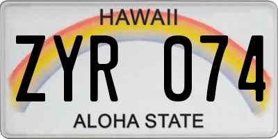 HI license plate ZYR074