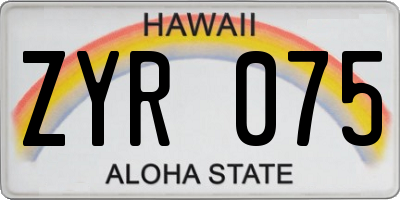 HI license plate ZYR075
