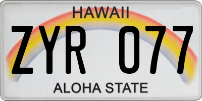 HI license plate ZYR077