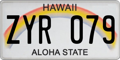 HI license plate ZYR079