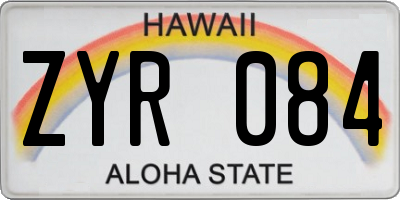HI license plate ZYR084