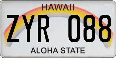 HI license plate ZYR088