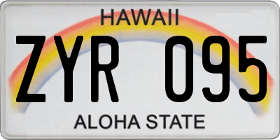 HI license plate ZYR095
