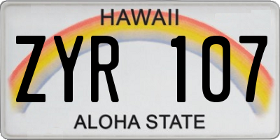 HI license plate ZYR107