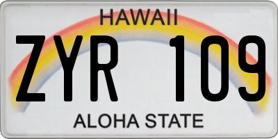 HI license plate ZYR109