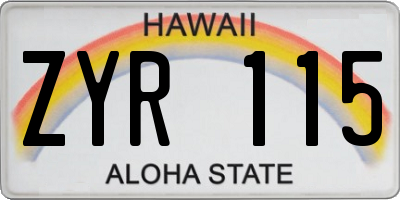 HI license plate ZYR115